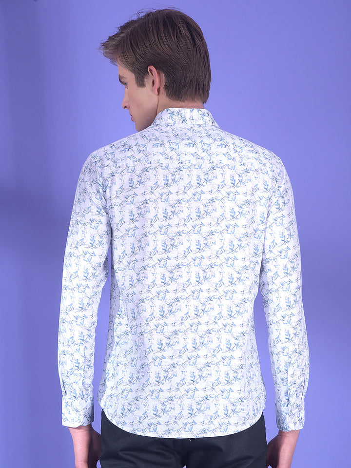 Sleek Blue Floral Print Shirt