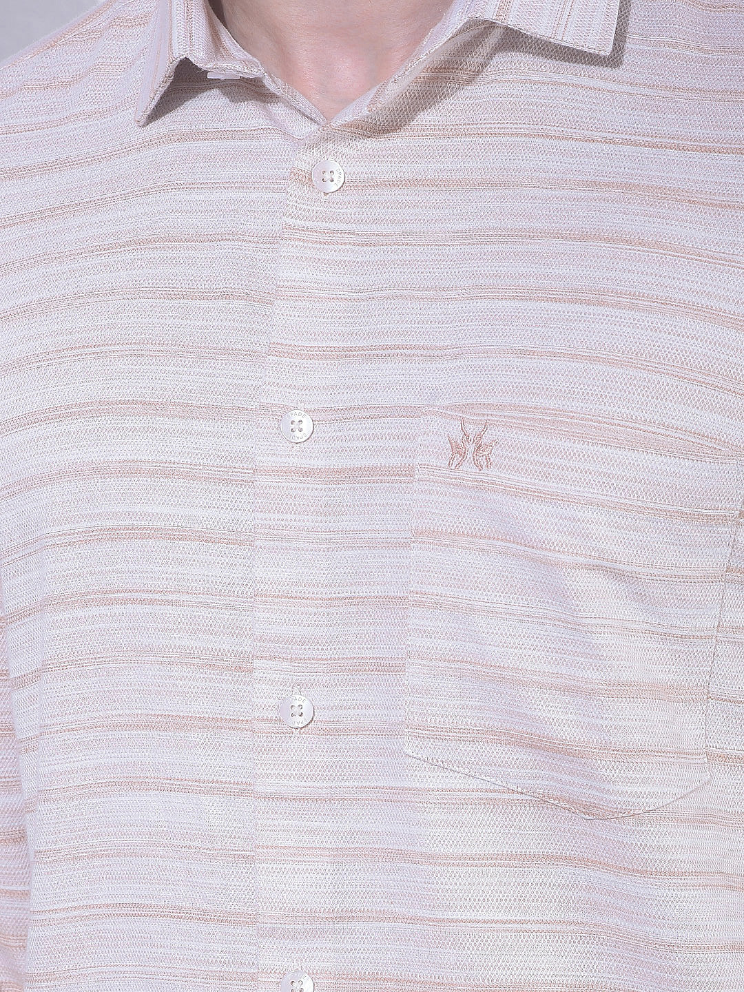 Beige Horizontal Stripes Shirt