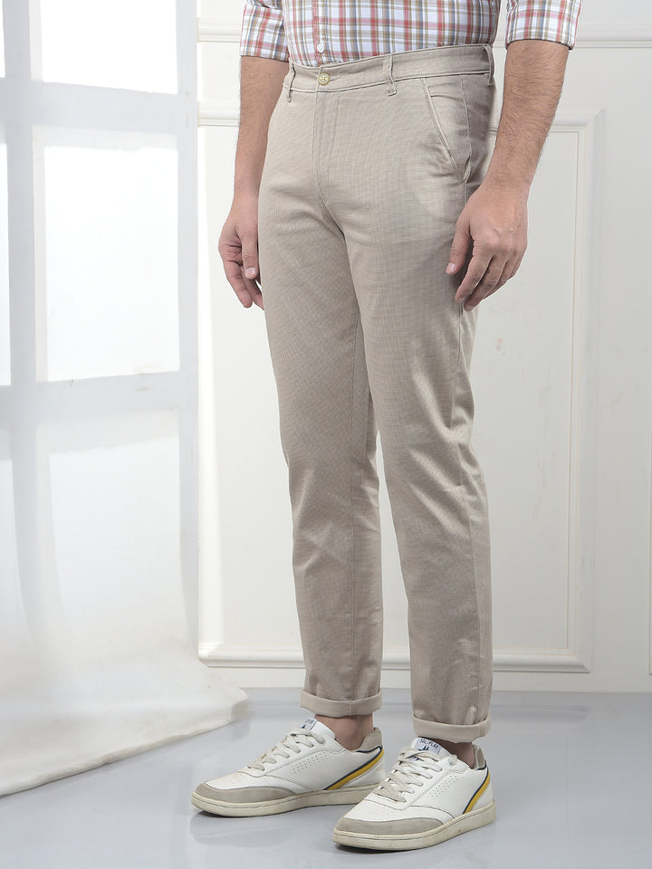 Beige Jacquard Trousers