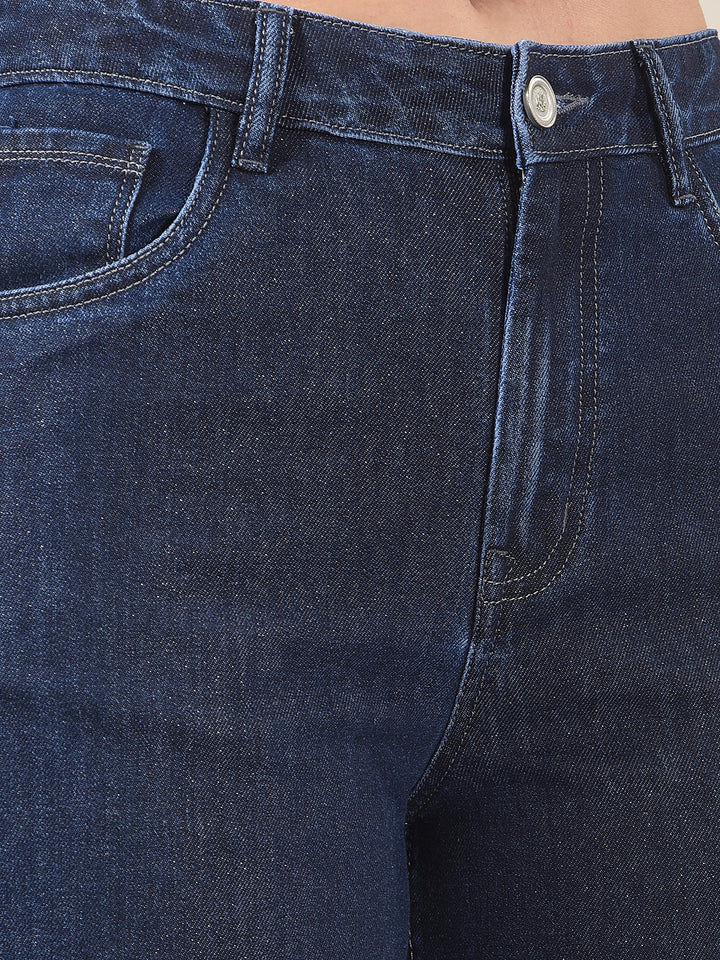 Navy Blue Wide-Leg Jeans