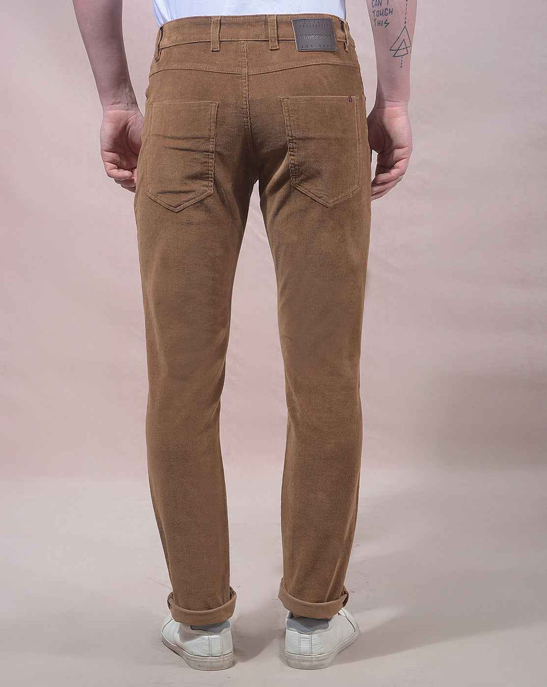 Rib Walnut Brown Corduroy Chinos Trousers