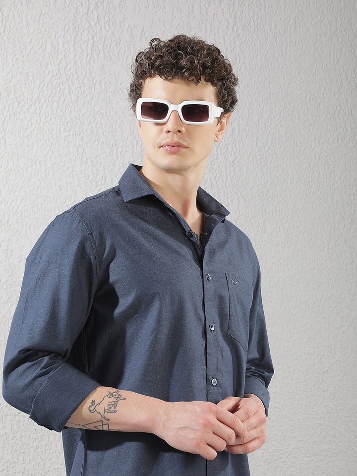 Navy Blue 100% Cotton Shirt
