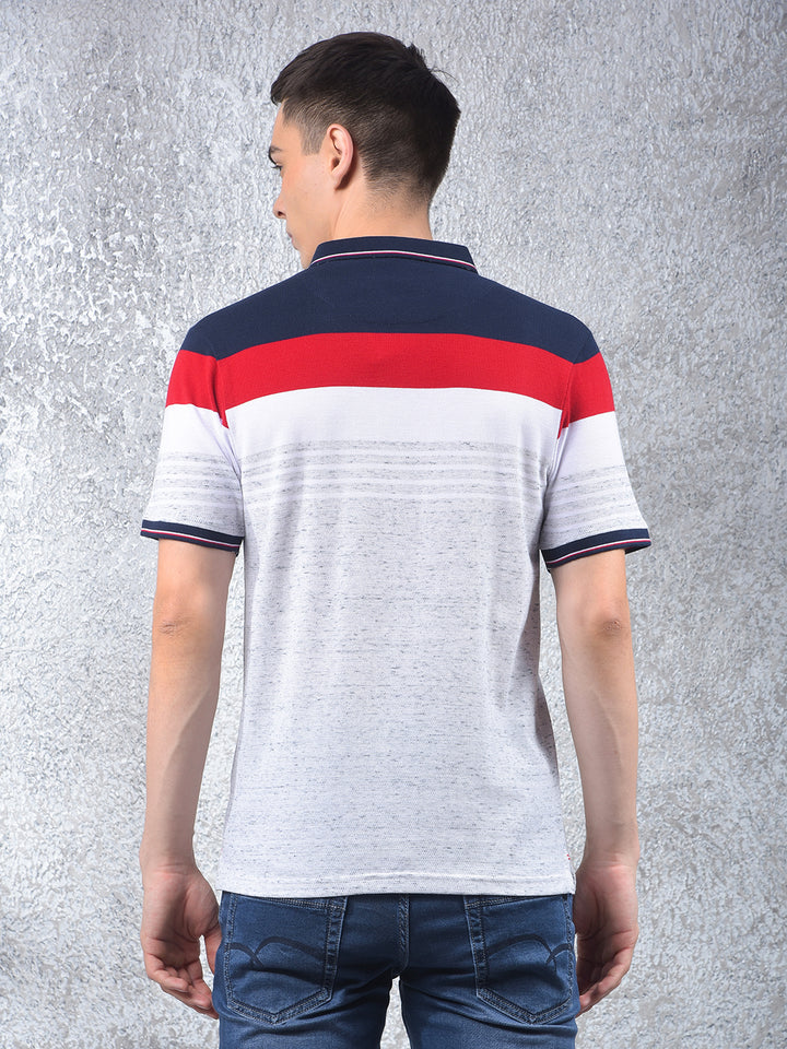 Multi-Color Color-Blocked Polo Neck T-Shirt