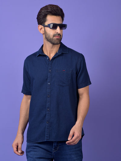 Navy Blue Denim Shirt