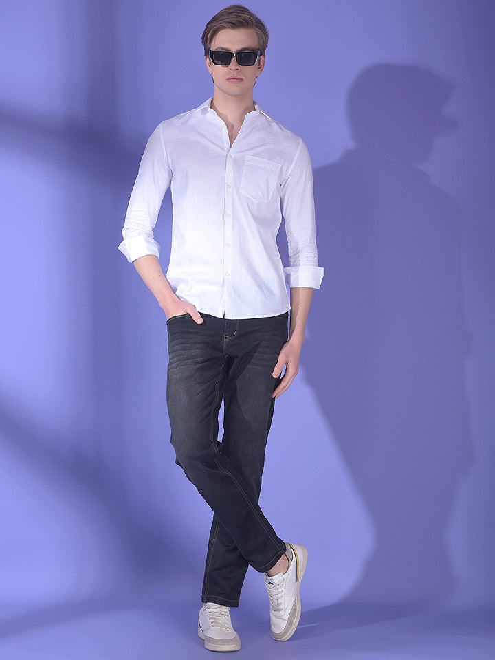 White Jacquard 100% Cotton Shirt