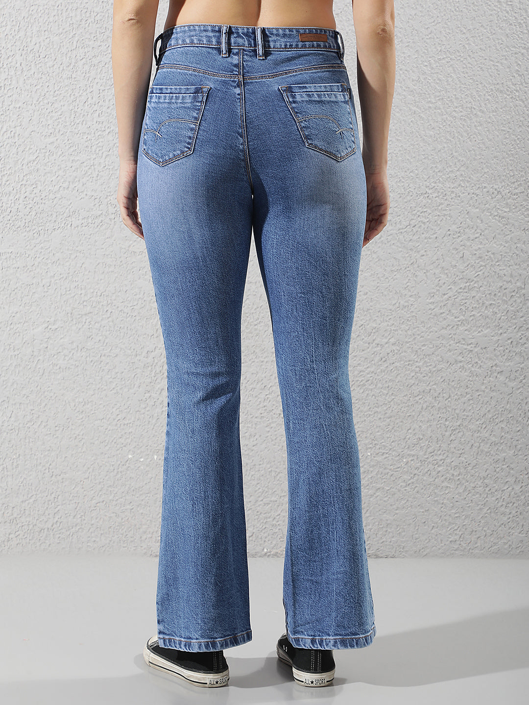 Structured Azure Blue Bootcut Jeans