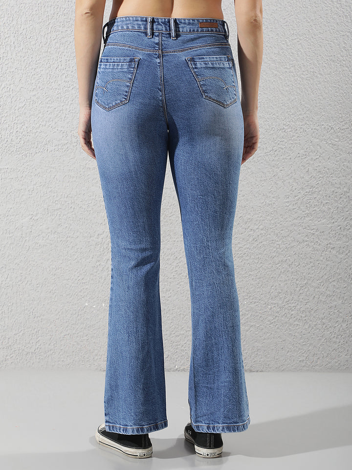 Structured Azure Blue Bootcut Jeans