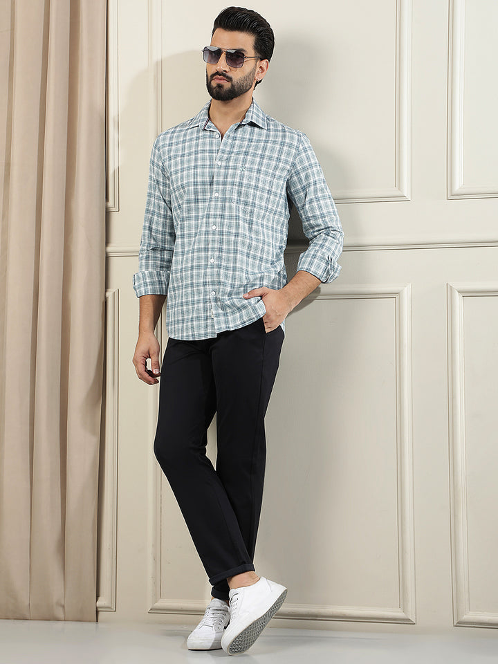 Green Checked 100% Cotton Shirt