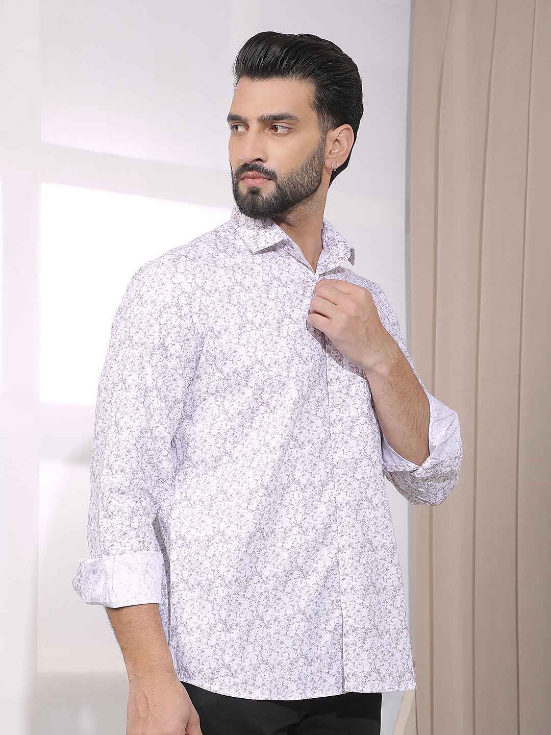 Purple Floral Print Shirt
