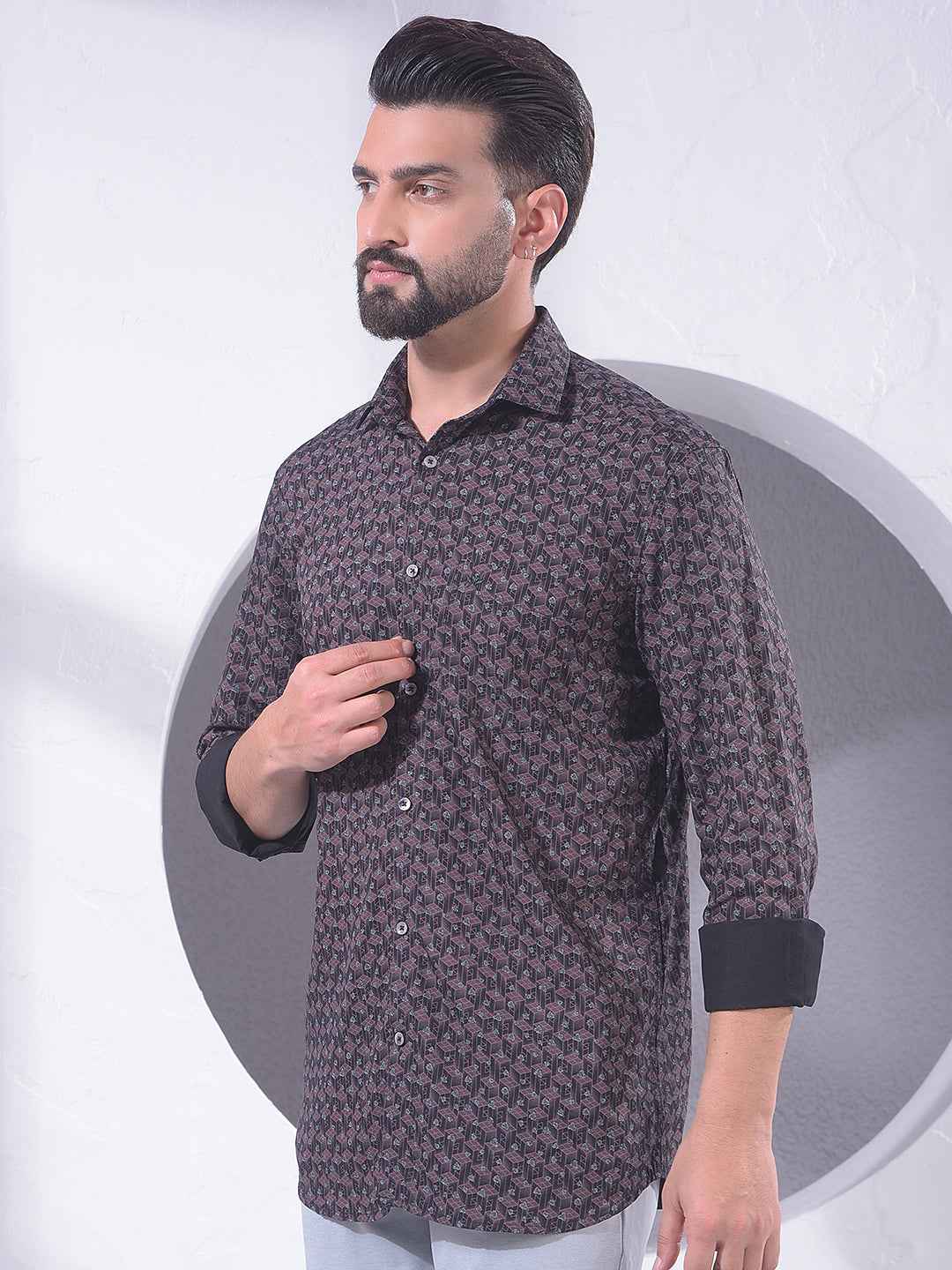 Purple Creative Printed Shirt