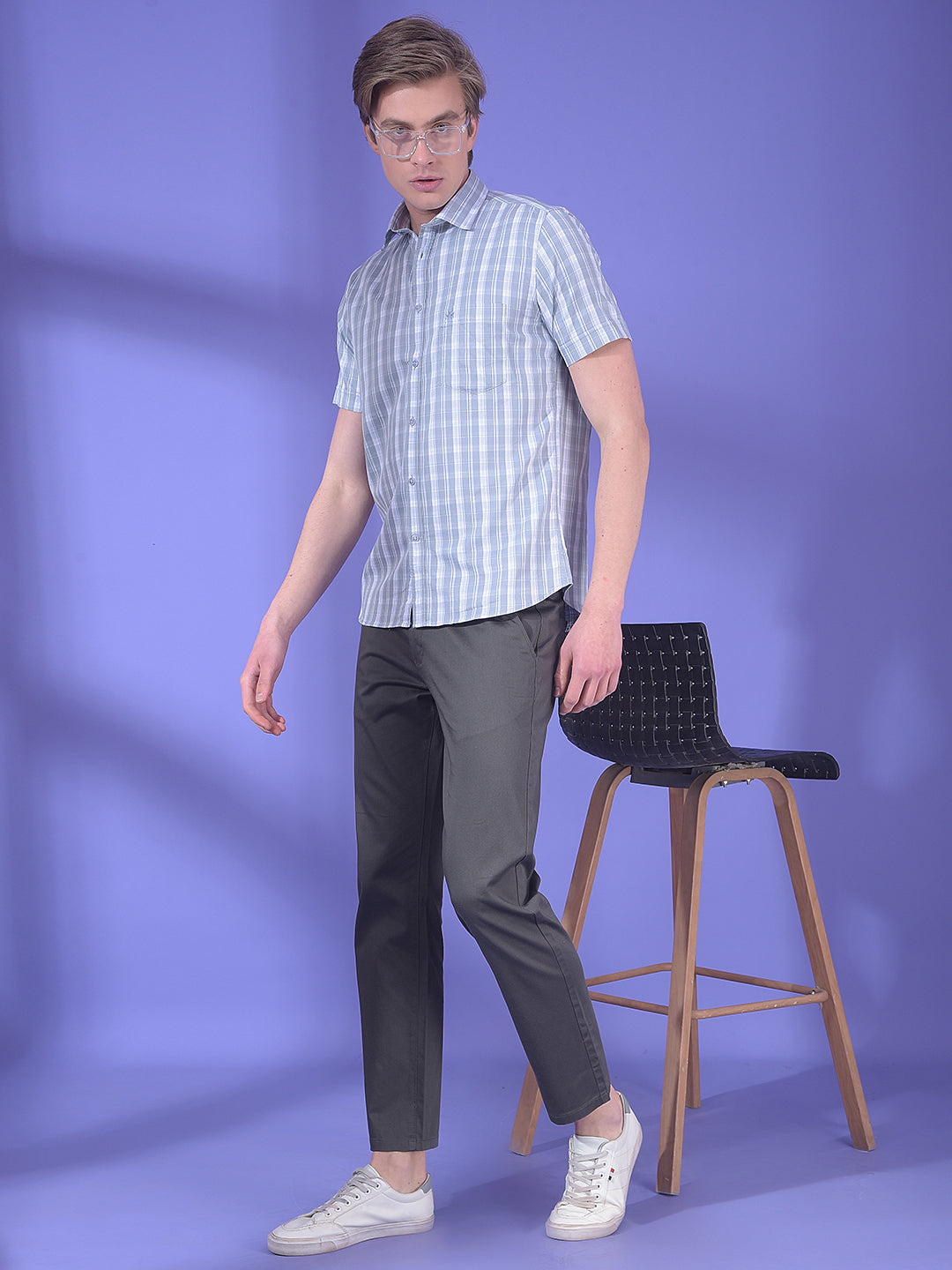 Flint Pearl Grey Checked 100% Cotton Shirt