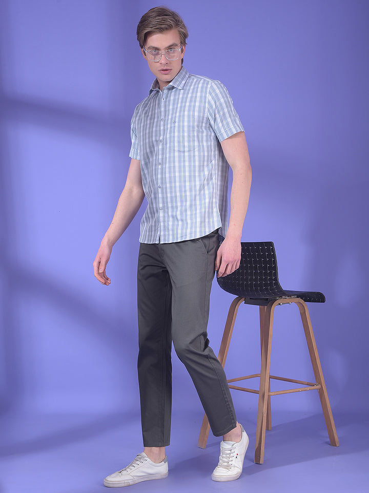 Flint Pearl Grey Checked 100% Cotton Shirt