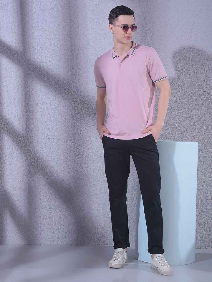 Pink Polo Neck T-Shirt