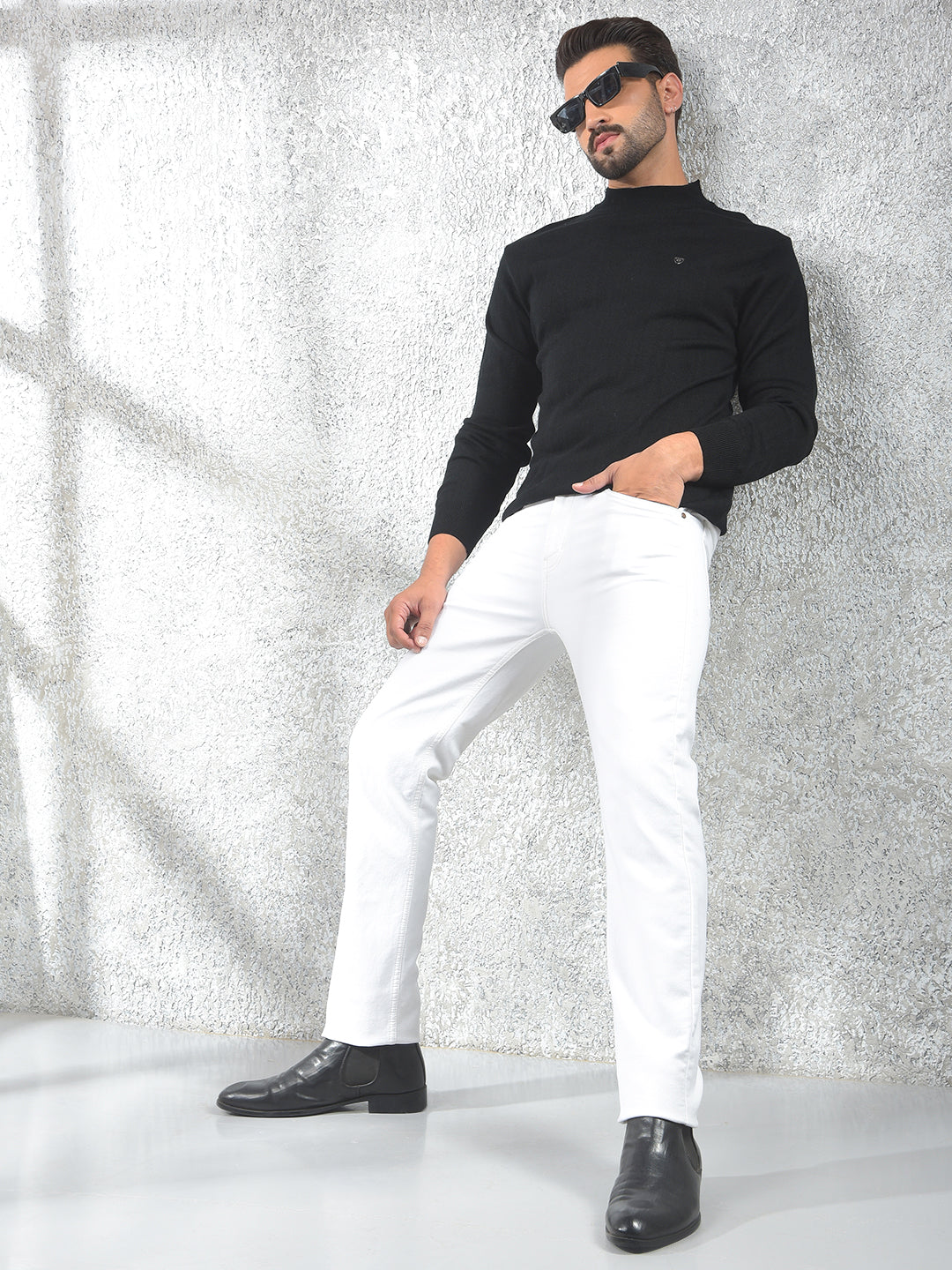 Black High-Neck Knitted Sweater
