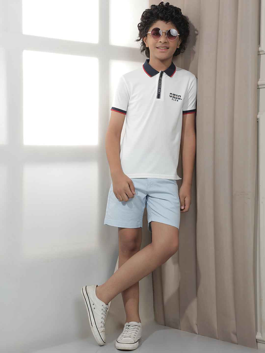 White Contrast Collar Polo T-Shirt