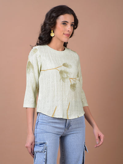 Green Floral Print Top