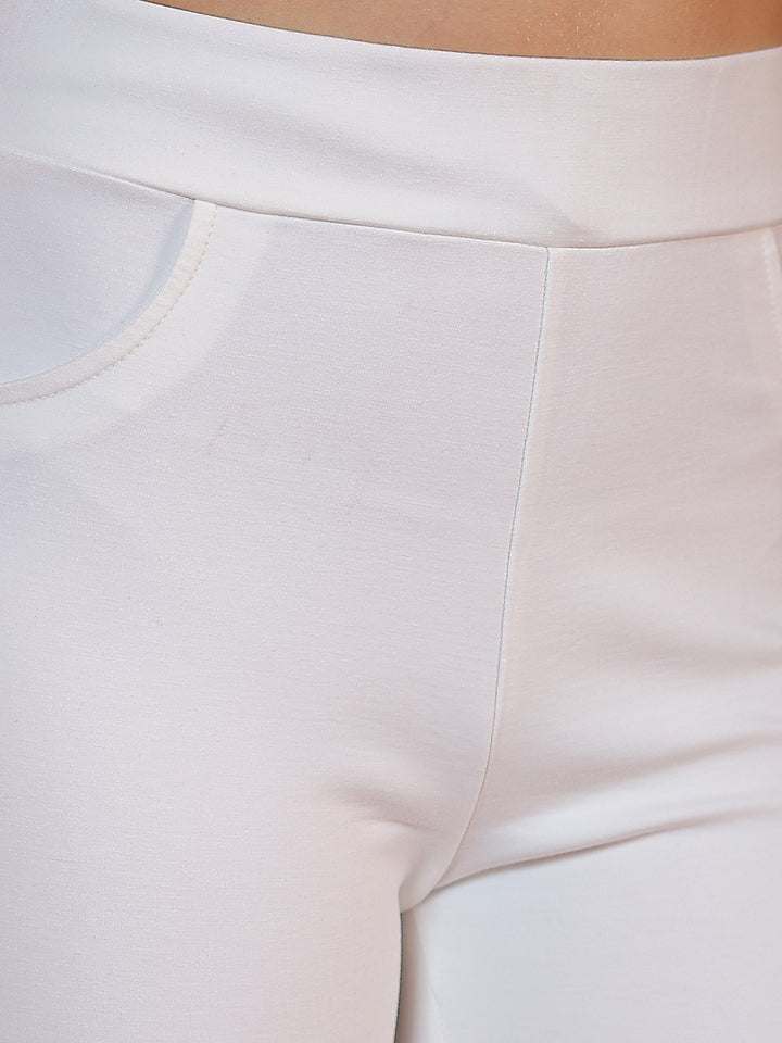 Structured Arctic White Bootcut Treggings