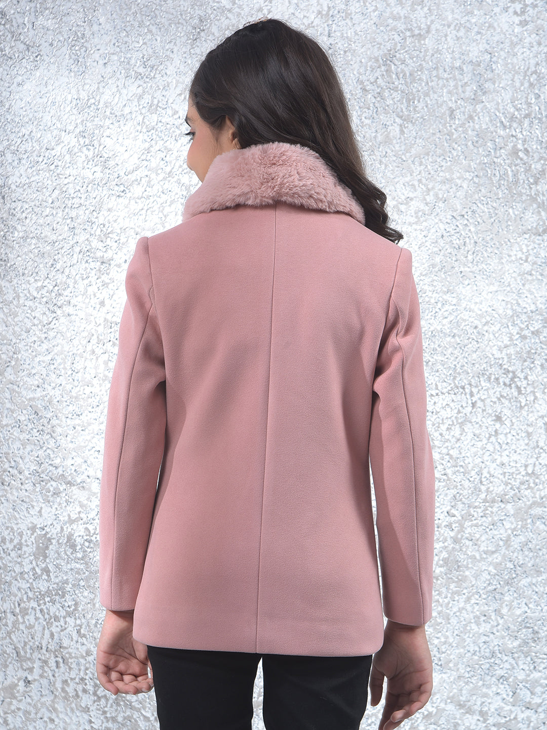 Soft Blush Single-Breasted Fur Coat