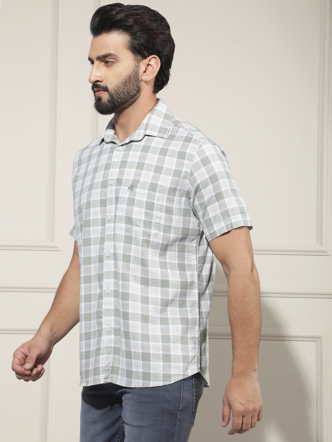 Green Checked 100% Cotton Shirt