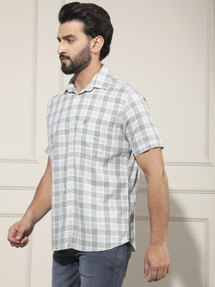 Green Checked 100% Cotton Shirt