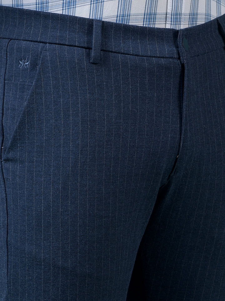 Navy Blue Vertical Stripes Trousers