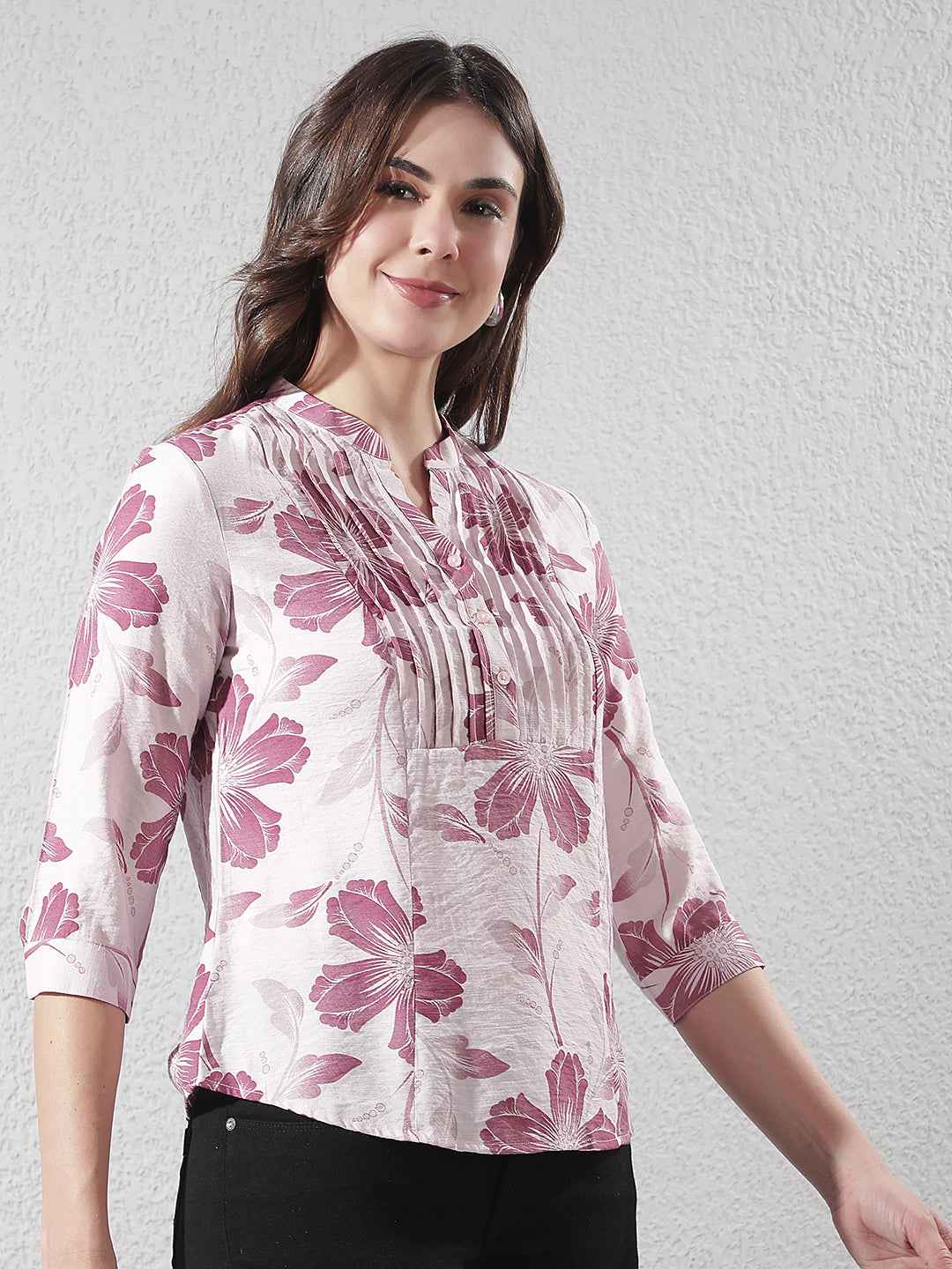 Maroon Floral Print Top
