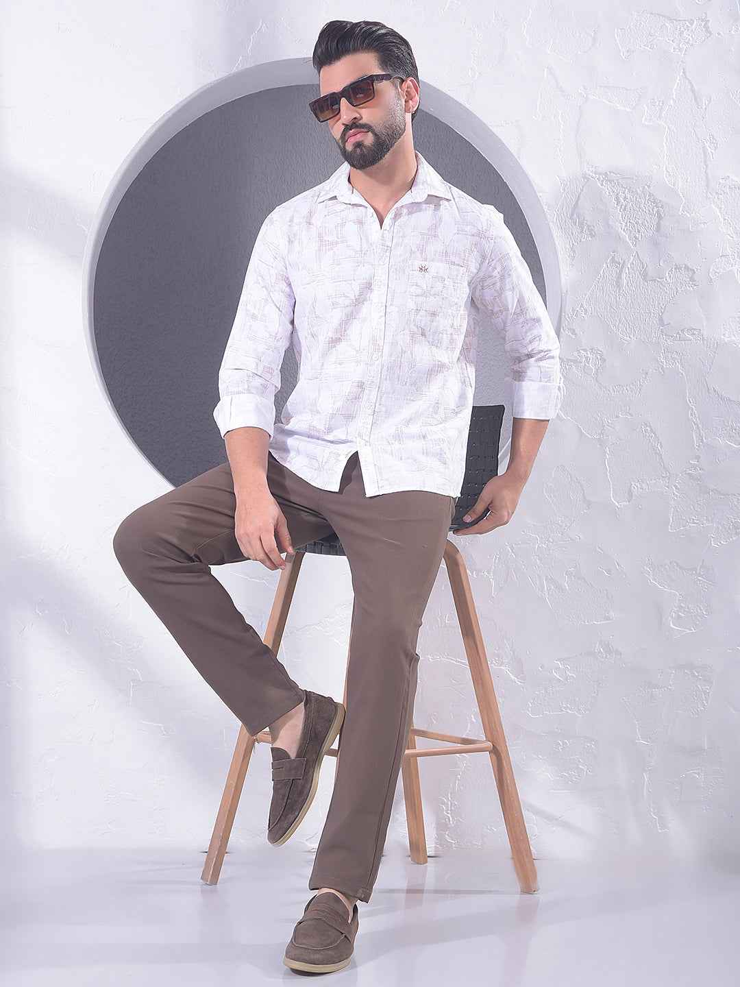 Brown Abstract Print Shirt