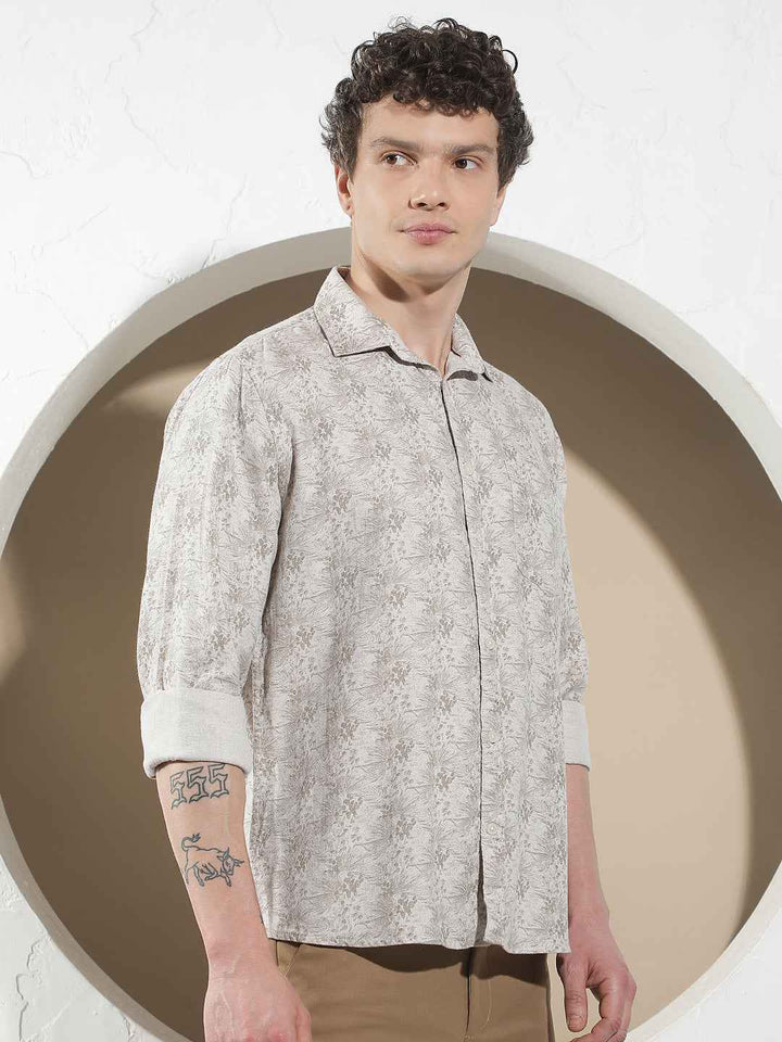 Mocha Brown Printed Shirt