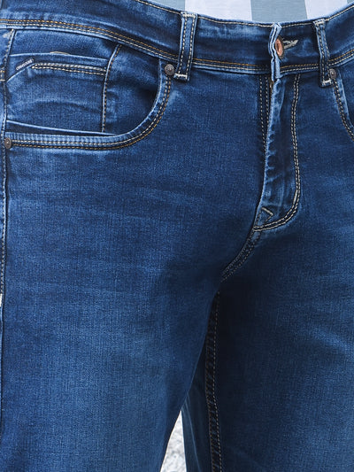 Blue Straight Jeans-Men Jeans-Crimsoune Club