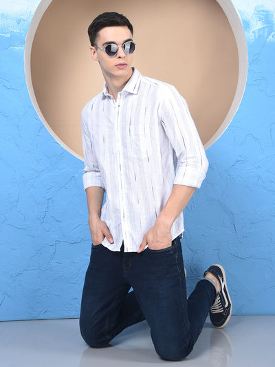 White Vertical Stripes 100% Cotton Kurta