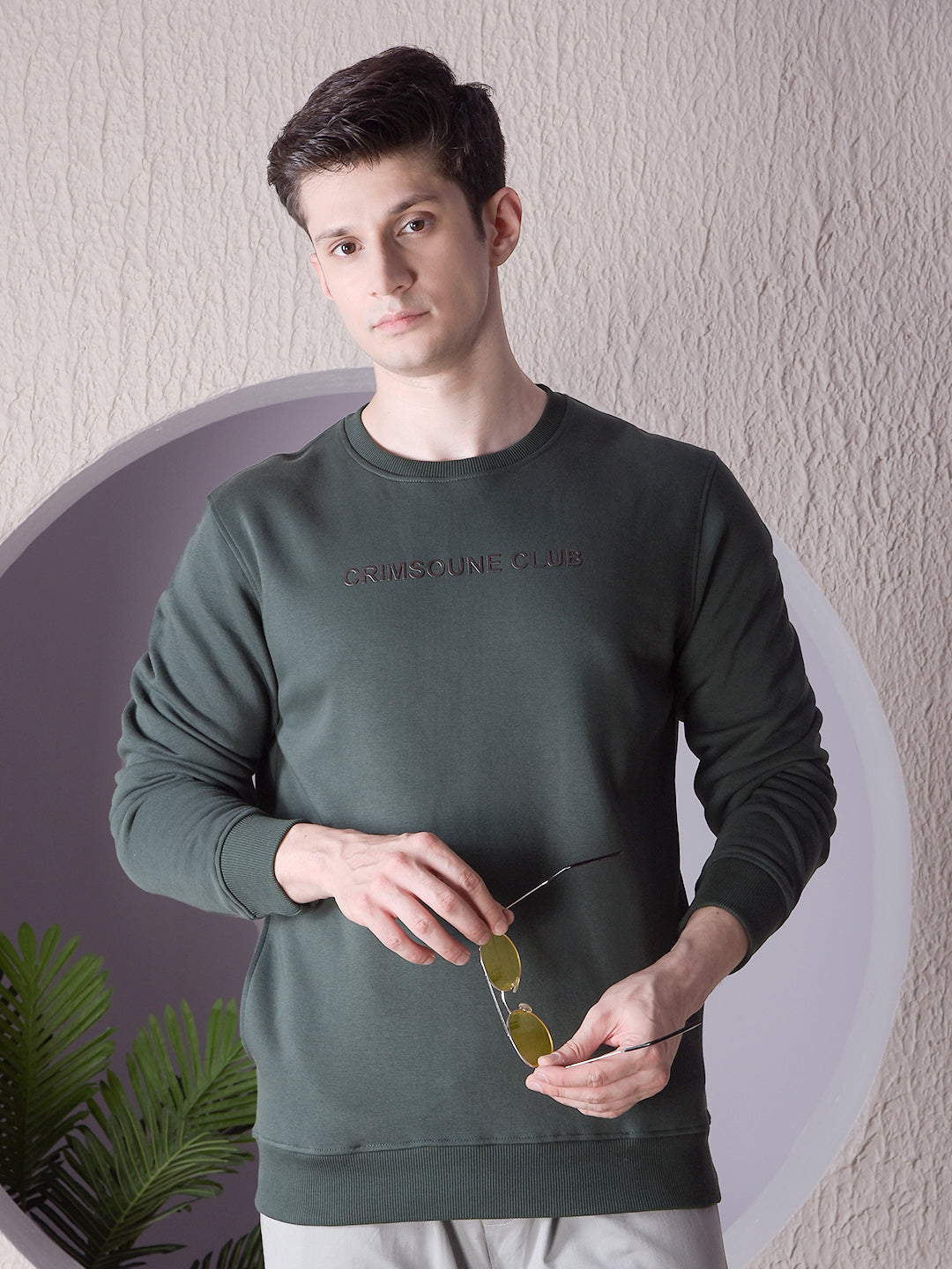 Classic Green Cotton Sweatshirt With Brand Logo