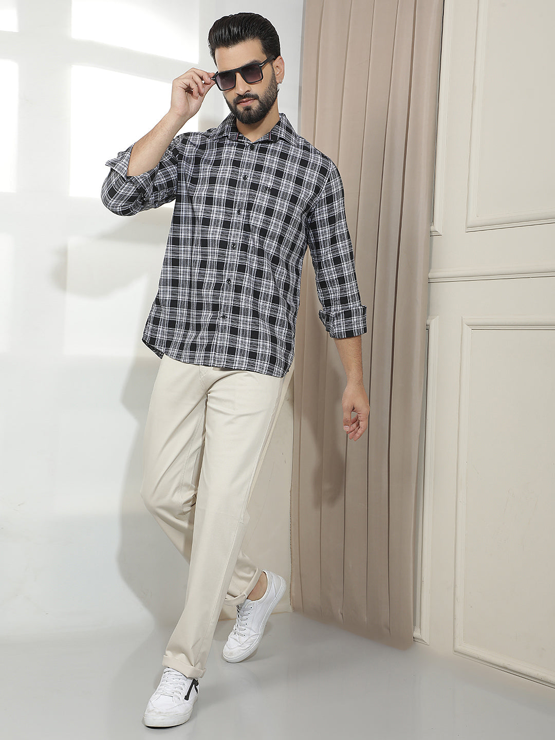 Black Checked 100% Cotton Shirt
