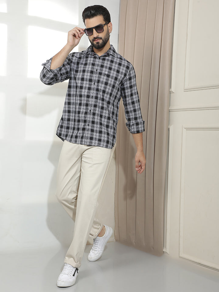 Black Checked 100% Cotton Shirt