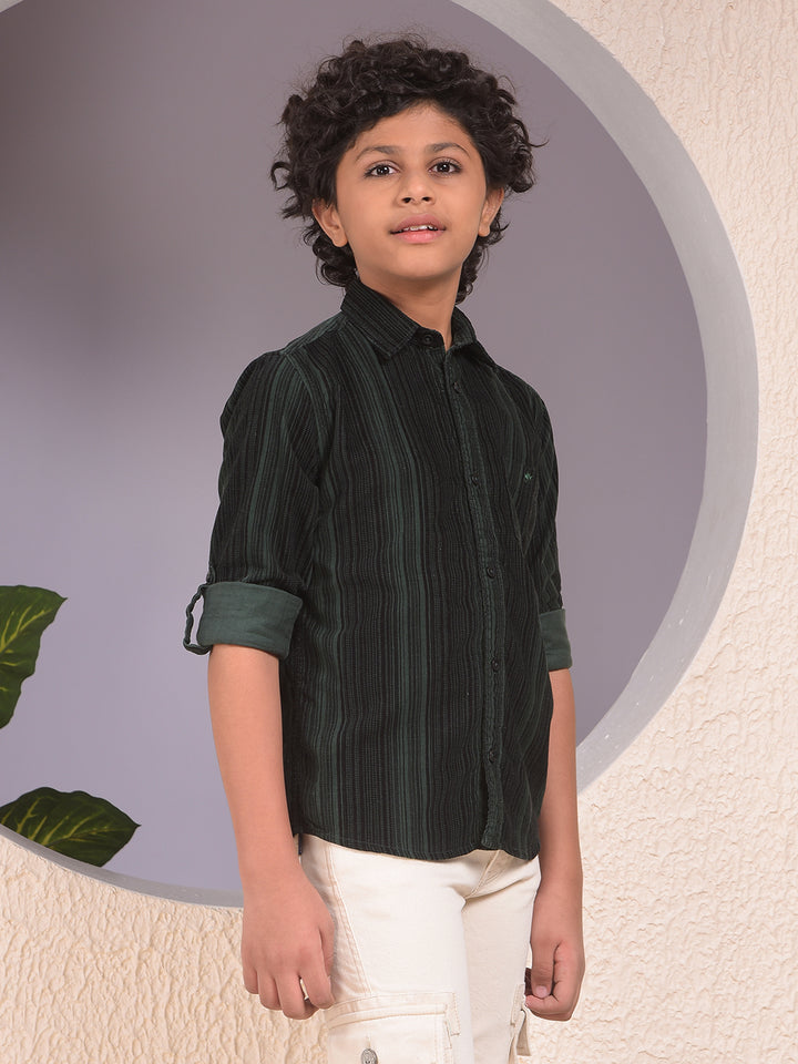 Green Printed 100% Cotton Corduory Shirt