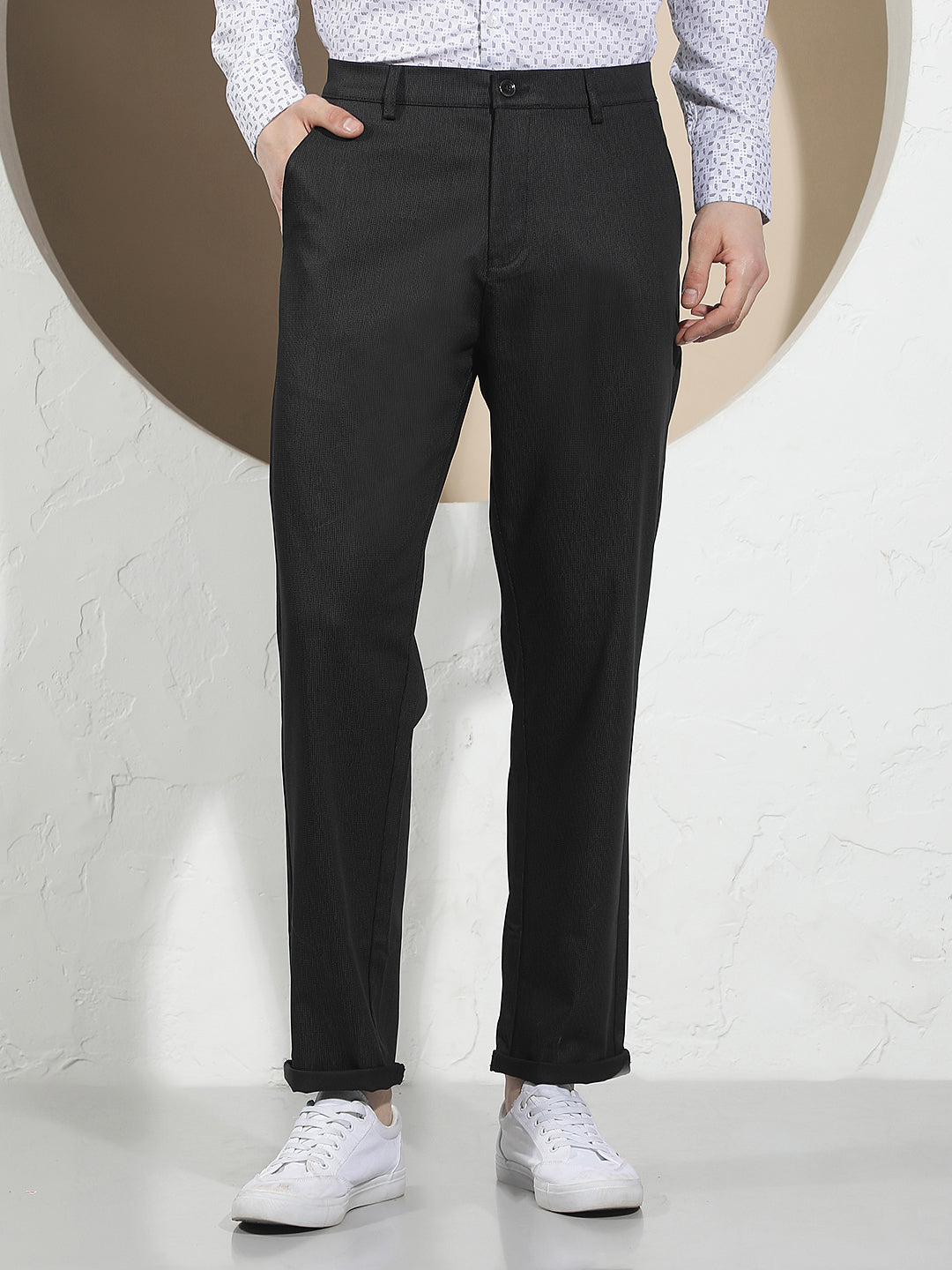 Sleek Obsidian Black Knitted Trousers