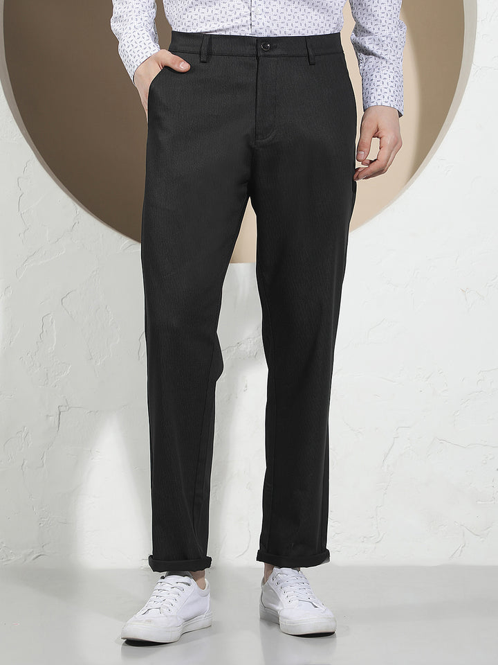 Sleek Obsidian Black Knitted Trousers