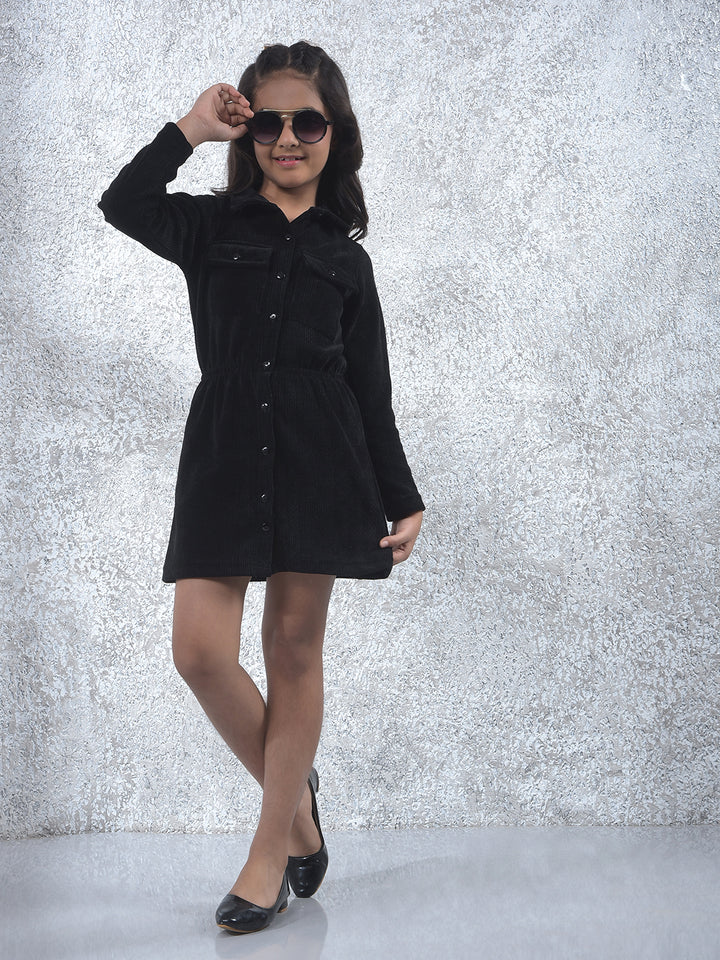 Relaxed Fit Black Corduroy Dress