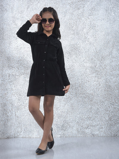Relaxed Fit Black Corduroy Dress