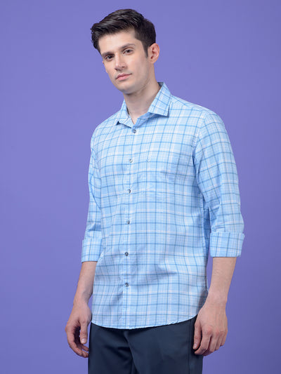 Blue Checked 100% Cotton Shirt