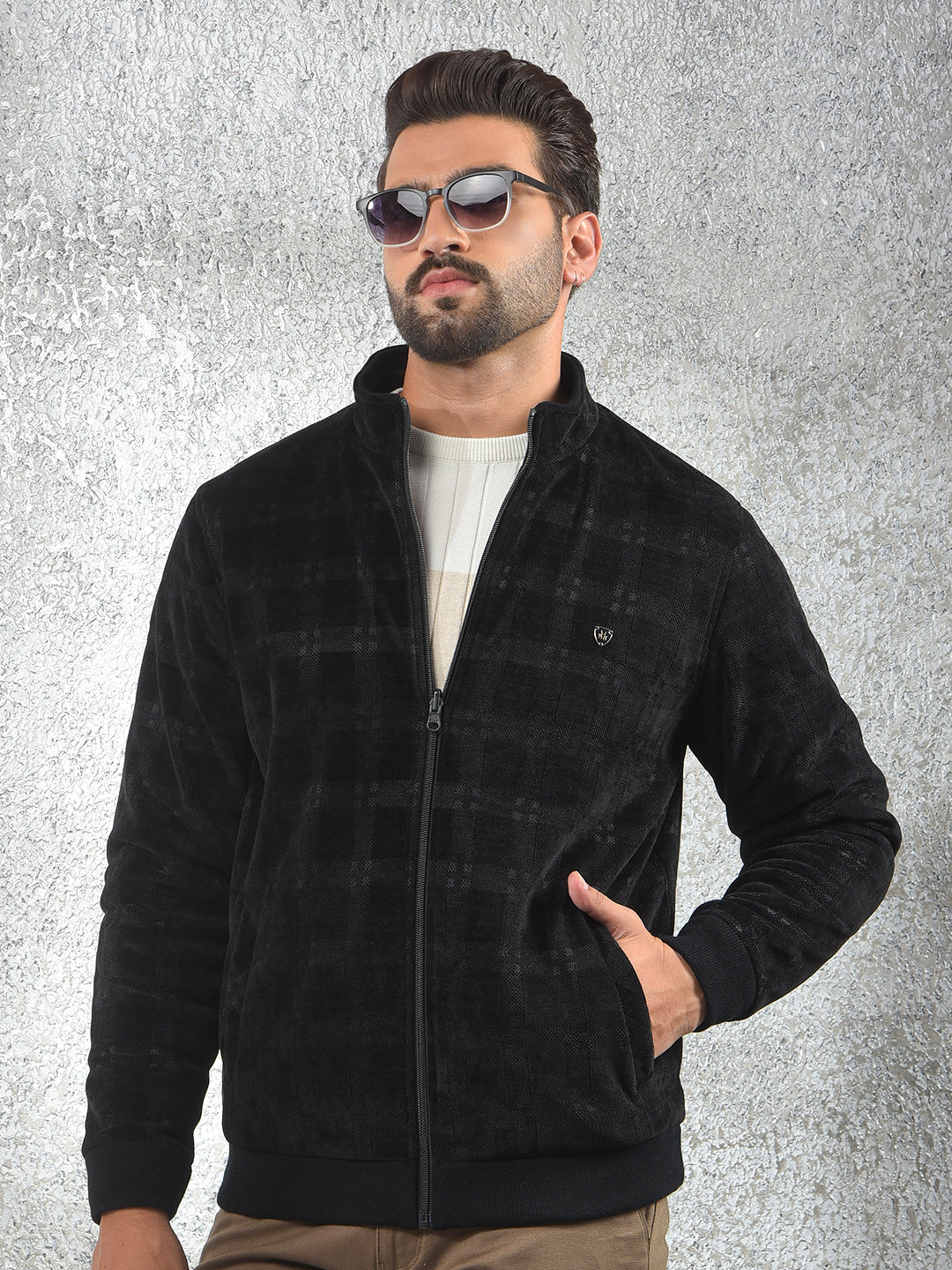 Black Jacquard Reversible Jacket