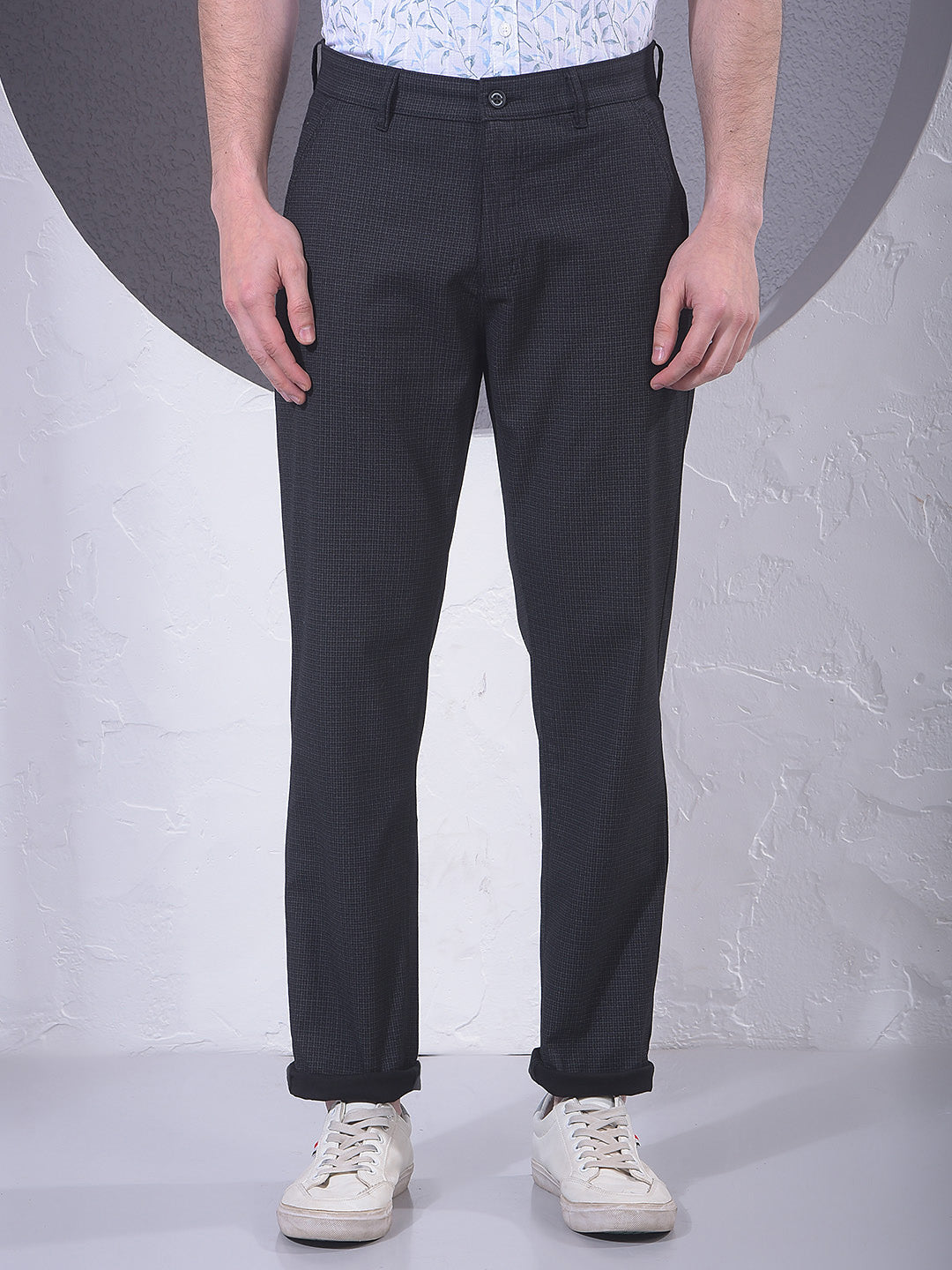 Sleek Black Checked Trousers