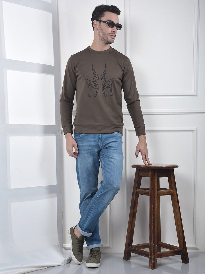 Olive Graphic Print Sweatshirt