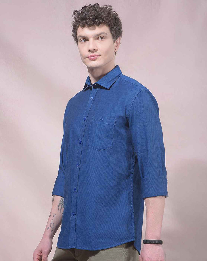 Blue 100% Cotton Casual Shirt