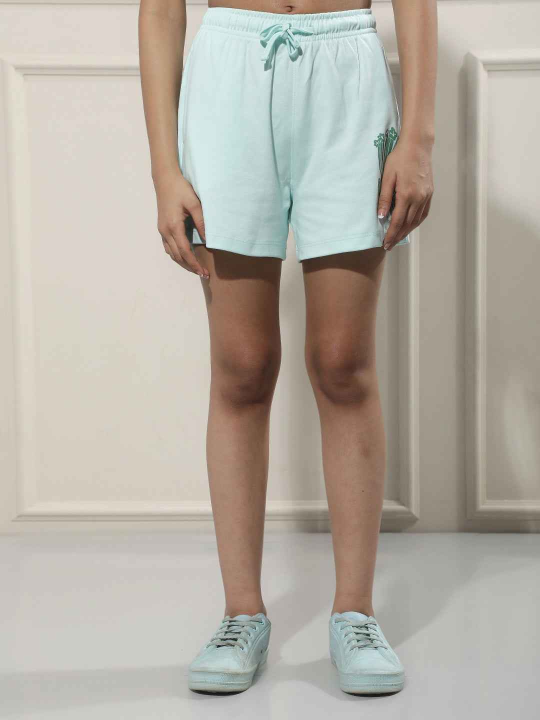 Graphic Print Green Shorts