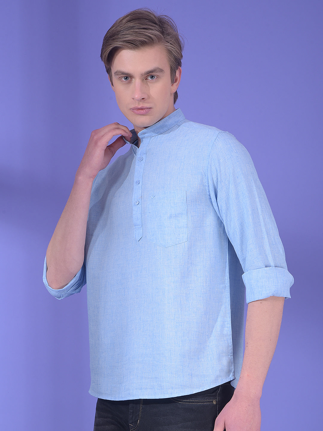 Loom Celadon Blue Linen Kurta