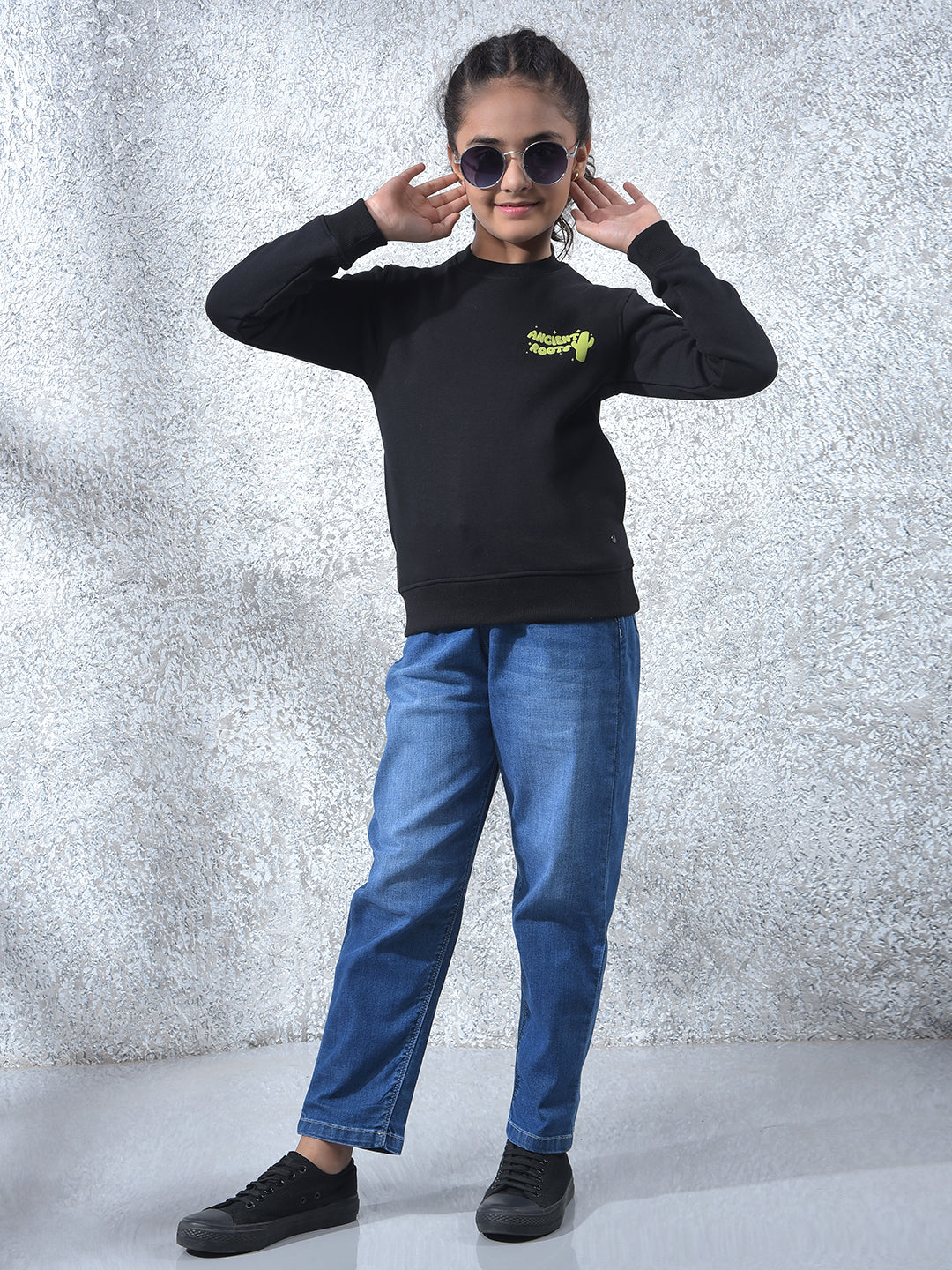 Blue Mom Fit Jeans-Girls Jeans-Crimsoune Club