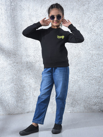 Blue Mom Fit Jeans-Girls Jeans-Crimsoune Club