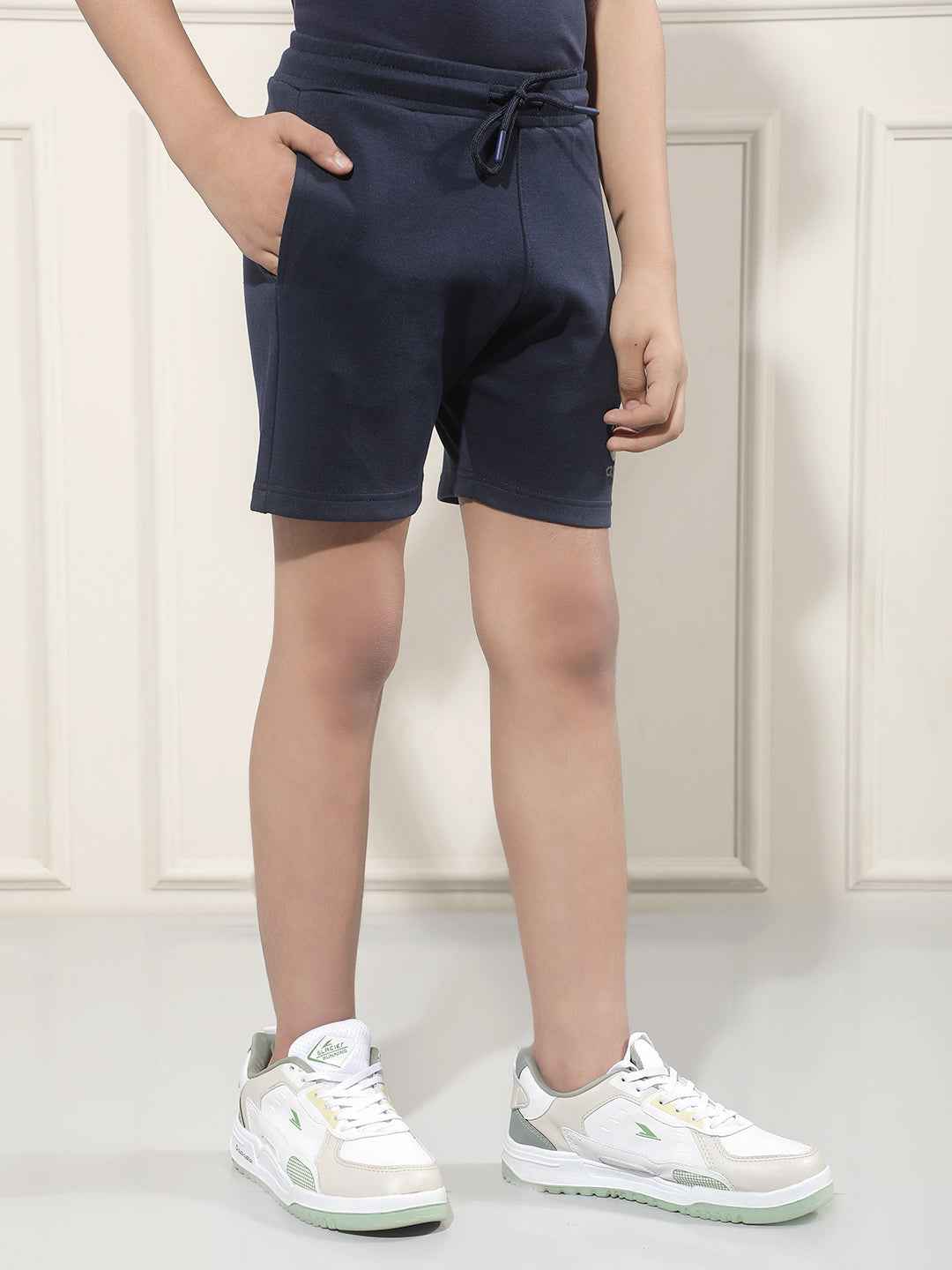 Navy Blue Typographic Print Shorts