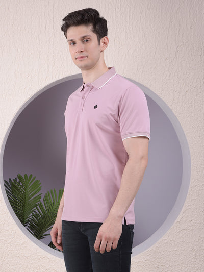 Peach Polo-Neck T-Shirt