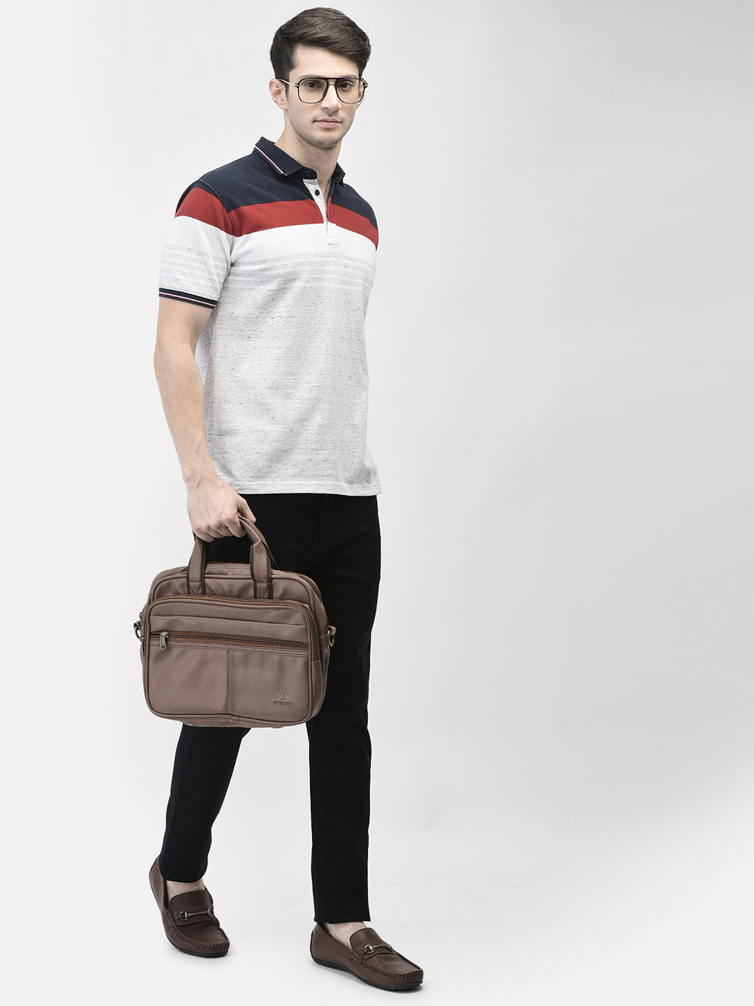 Multi-Color Color-Blocked Polo Neck T-Shirt